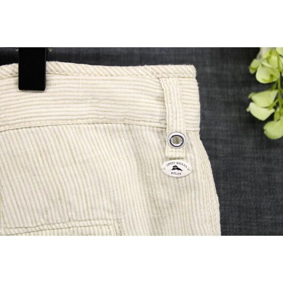 Tommy Bahama Relax Men's 100% Linen Shorts Neutral Stripes Sz 38 - Picture 3 of 6